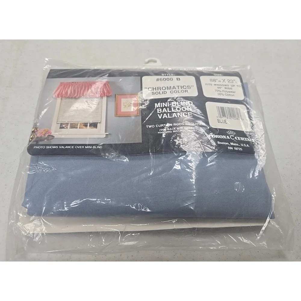 NEW Vintage Corona Curtain Blue Mini-Blind Balloon Valance Drape Curtain 88